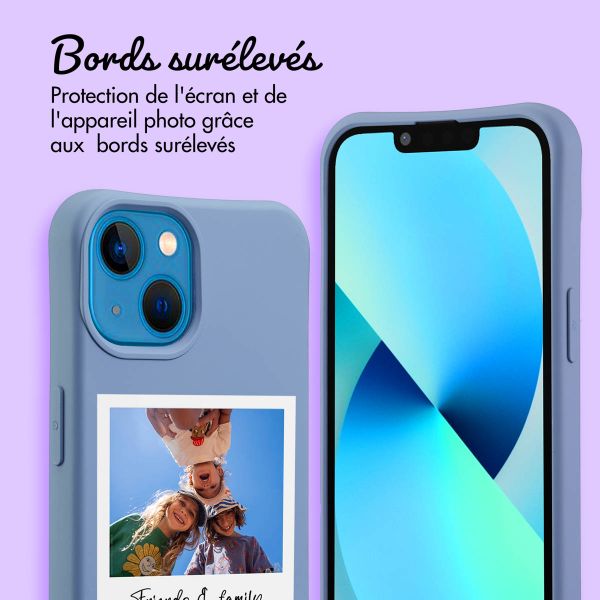 Coque de couleur personnalisée MagSafe avec cordon amovible et Polaroid iPhone 13 - Ash Blue