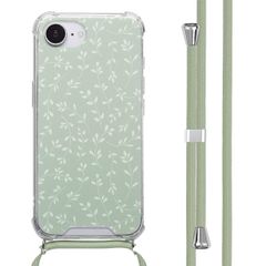 imoshion Coque Design avec cordon Apple iPhone 16e - Smoke Green Flowers