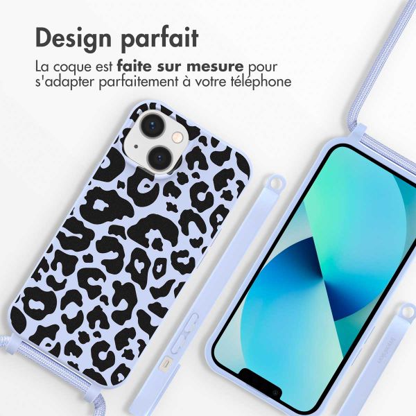 imoshion Coque design en silicone avec cordon Apple iPhone 13 - Animal Lila