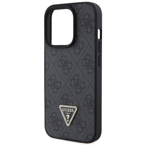 Guess Coque 4G Logo Triangle Strass iPhone 15 Pro - Noir