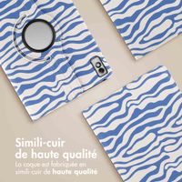 imoshion Coque tablette Design rotatif à 360° Lenovo Tab M10 5G - White Blue Stripes