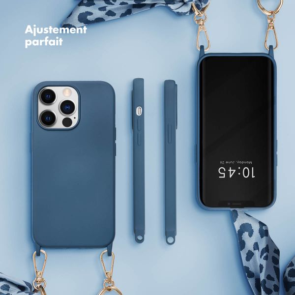 Selencia Coque avec dragonne de luxe Apple iPhone 13 Pro - Bleu