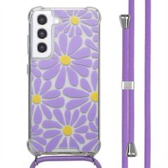 imoshion Coque Design avec cordon Samsung Galaxy S21 FE - Tropical Violet Flowers Connect