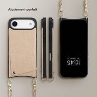 Selencia Coque de télephone Nova Croco avec cordon et porte-cartes Apple iPhone Air - Beige