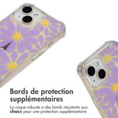 imoshion Coque Design avec cordon Apple iPhone 15 - Tropical Violet Flowers Connect