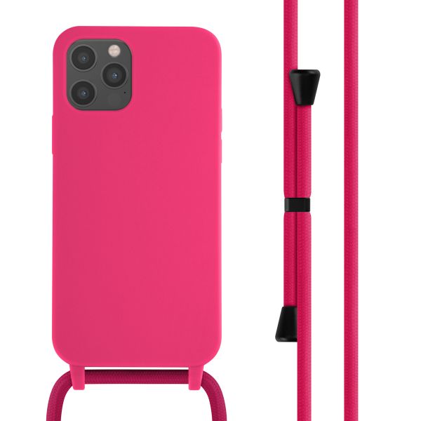 imoshion ﻿Coque en silicone avec cordon iPhone 12 (Pro) - Rose Fluo