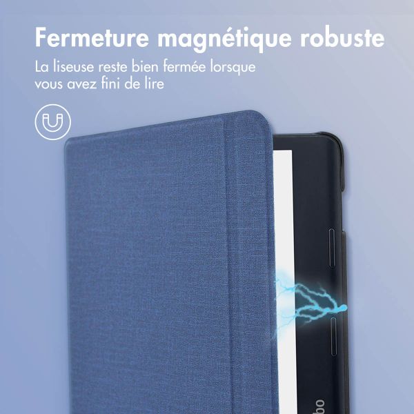 imoshion Étui de liseuse portefeuille Canvas Sleepcover avec support Kobo Sage / Tolino Epos 3 - Bleu foncé