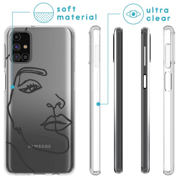 imoshion Coque Design Samsung Galaxy M31s - Visage abstrait - Noir