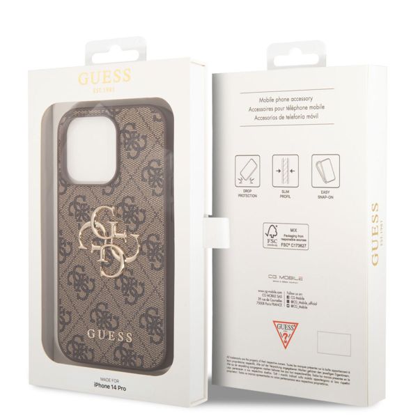 Guess Coque 4G Metal Logo Backcover Apple iPhone 14 Pro - Marron