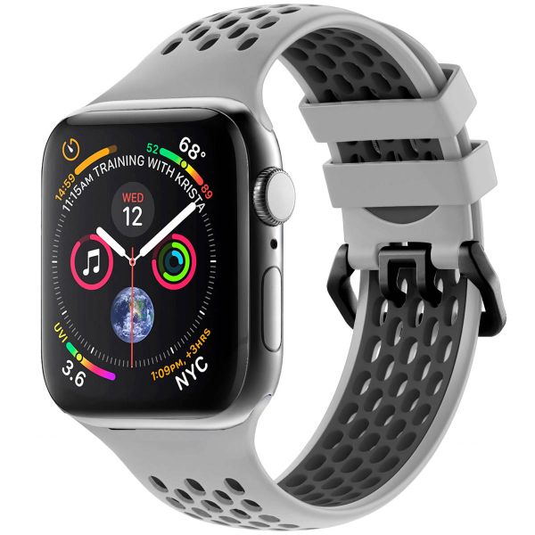 imoshion ﻿Boucle de bracelet de sport en silicone Apple Watch Series 1 á 9 / SE (38/40/41 mm) | Series 10 / 11 (42 mm) - Gris / Noir