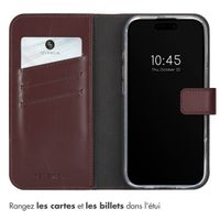 Selencia Étui portefeuille en cuir véritable Apple iPhone 16 Pro - Marron