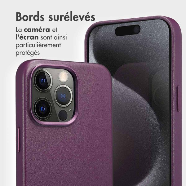 Accezz Étui de téléphone portefeuille en cuir 2-en-1 avec MagSafe iPhone 15 Pro Max - Heath Purple