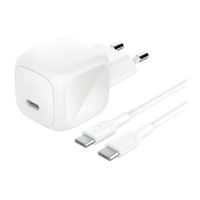 Belkin Chargeur USB-C compact BoostCharge 45W avec câble USB-C vers USB-C - 1 mètre - Blanc