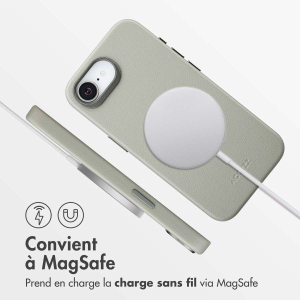 Accezz Coque arrière en cuir avec MagSafe Apple iPhone 16e - Light Grey