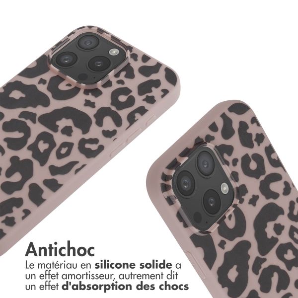 imoshion Coque design en silicone avec cordon Apple iPhone 16 Pro Max - Animal Pink