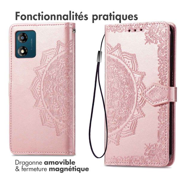 imoshion Etui de téléphone portefeuille Mandala Motorola Moto E13 - Rose Dorée