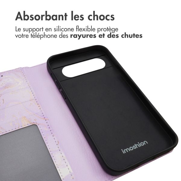 imoshion Étui de téléphone portefeuille Design Google Pixel 8a - Purple Marble