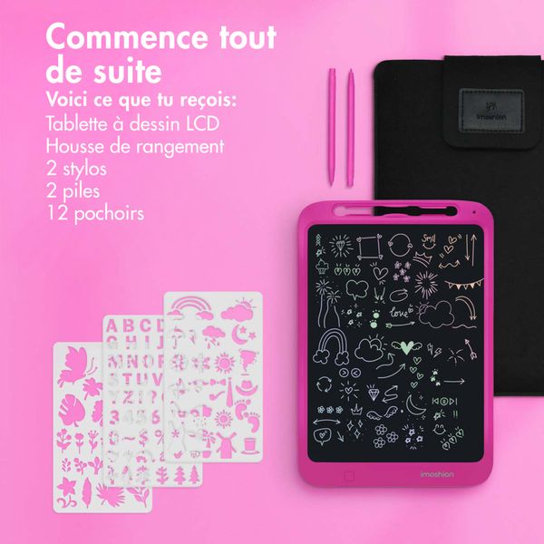 imoshion Tablette de dessin LCD pour enfants - Avec écran couleur et 2 stylos - Hot Pink
