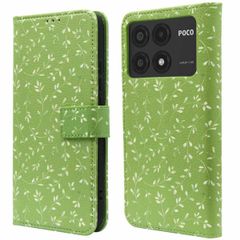 imoshion Étui de télephone portefeuille Design Xiaomi Poco X6 Pro - Green Flowers