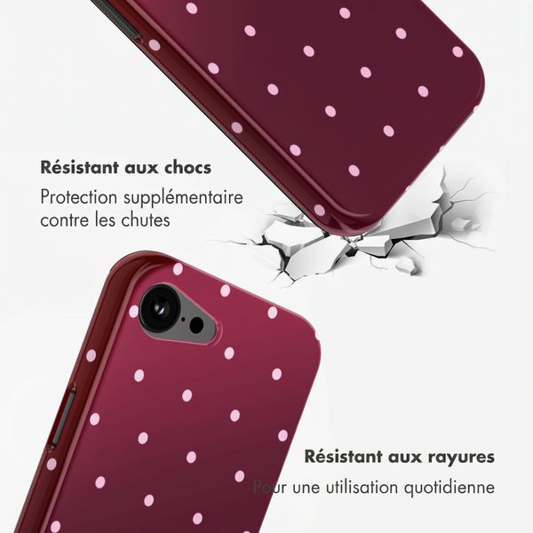 Selencia Coque arrière Vivid avec MagSafe Apple iPhone 17e / 16e - Happy Dots Burgundy