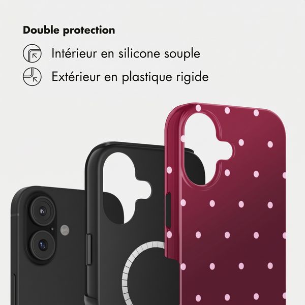 Selencia Coque arrière Vivid avec MagSafe Apple iPhone 16 - Happy Dots Burgundy