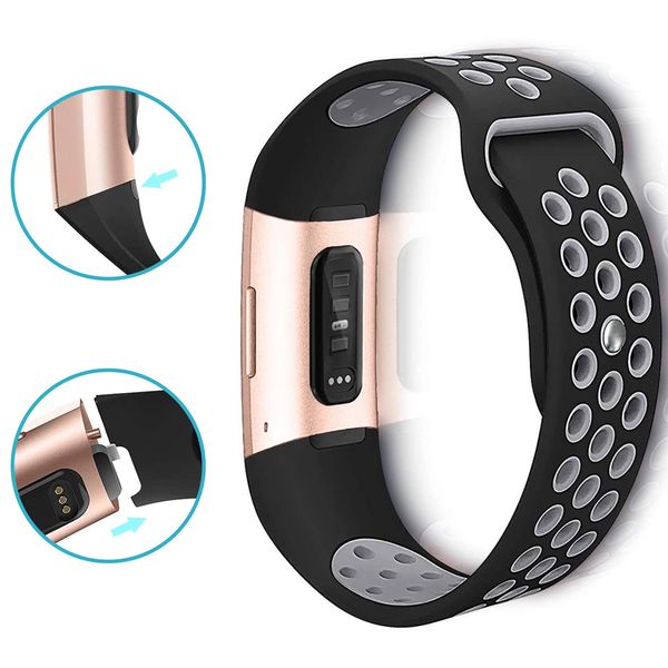 imoshion Bracelet sportif en silicone Fitbit Charge 3 / 4 - Noir