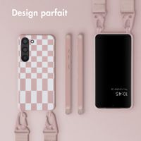 Selencia Coque design en silicone avec cordon amovible Samsung Galaxy S23 - Irregular Check Sand Pink
