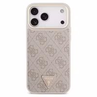 Guess Coque arrière en cuir avec logo Triangle classique et MagSafe Apple iPhone 17 Pro Max - Rose