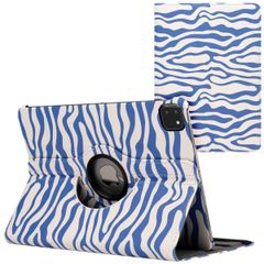 imoshion Coque tablette Design rotatif à 360° Apple iPad Pro 11 (2022 / 2021 / 2020 / 2018) - White Blue Stripes