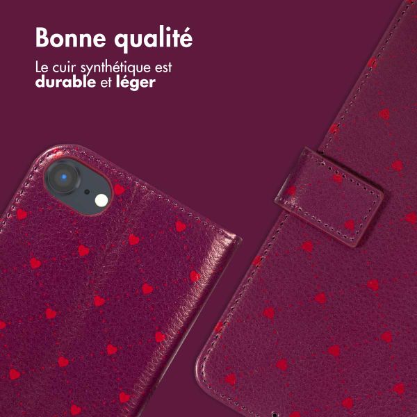 imoshion Étui de télephone portefeuille Design Apple iPhone SE (2022 / 2020) / 8 / 7 / 6(s) - Crush Check Coral Dust