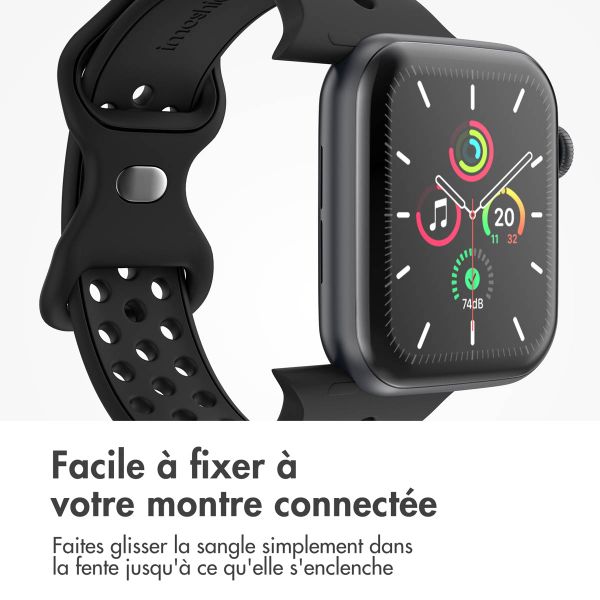 imoshion Bracelet sport⁺ Apple Watch Series 1 á 11 / SE / Ultra (44/45/46/49 mm) - Taille M/L - Noir