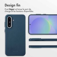 Accezz Coque arrière en cuir avec MagSafe Samsung Galaxy A36 / A56 - Nightfall Blue
