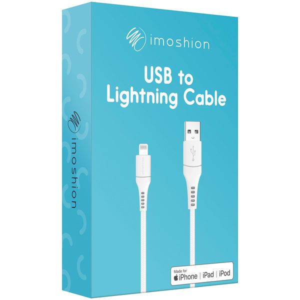 imoshion Câble Lightning vers USB - Certifié MFi - Textile tressé - 1,5 mètres - Blanc