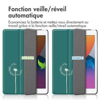 imoshion Coque tablette Design iPad 7 (2019) / iPad 8 (2020) / iPad 9 (2021) 10.2 inch - Petrol Green Dandelion