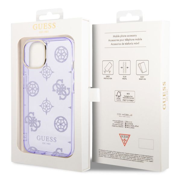 Guess Coque Peony Glitter iPhone 14 - Violet