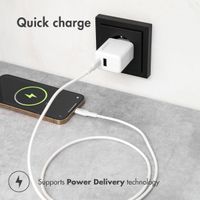 Accezz Chargeur Mural avec câble Lightning vers USB-C - Chargeur - certifié MFi - 20 Watt - 1 mètre - Blanc