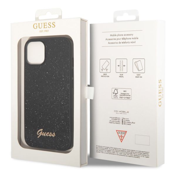 Guess Coque Glitter Flakes Apple iPhone 14 - Noir