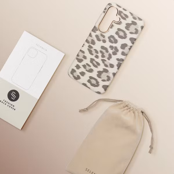 Selencia Coque Sabi imprimé panthère avec MagSafe Samsung Galaxy S25 - Soft Ivory