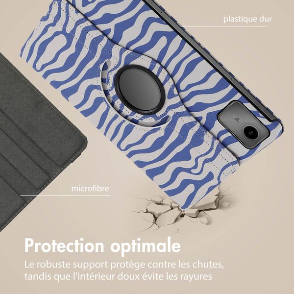 imoshion&#x20;Coque&#x20;tablette&#x20;Design&#x20;rotatif&#x20;&#xE0;&#x20;360&#xB0;&#x20;Lenovo&#x20;Tab&#x20;M11&#x20;-&#x20;White&#x20;Blue&#x20;Stripes