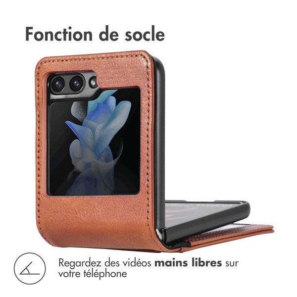 imoshion Étui de téléphone portefeuille Luxe Samsung Galaxy Z Flip 5 - Brun