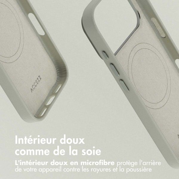 Accezz Coque arrière en cuir avec MagSafe Apple iPhone 17 Pro - Light Grey