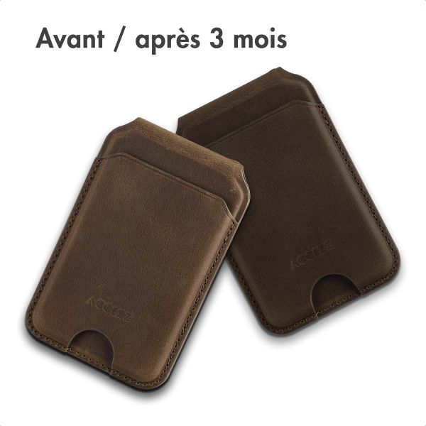 Accezz Porte-cartes MagSafe en cuir vintage avec support - Rustic Brown