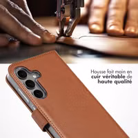 Selencia Étui portefeuille en cuir véritable Samsung Galaxy S25 Plus - Marron clair