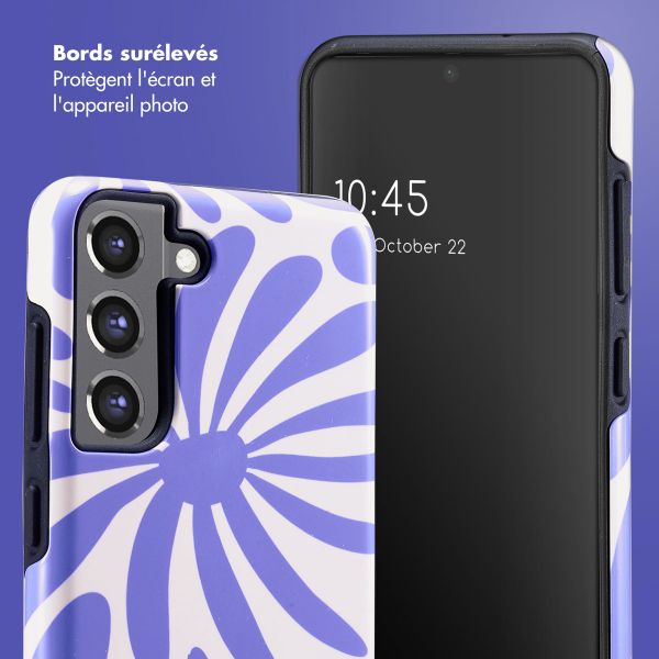 Selencia Coque arrière Vivid Samsung Galaxy S21 FE - Modern Bloom Sapphire Blue