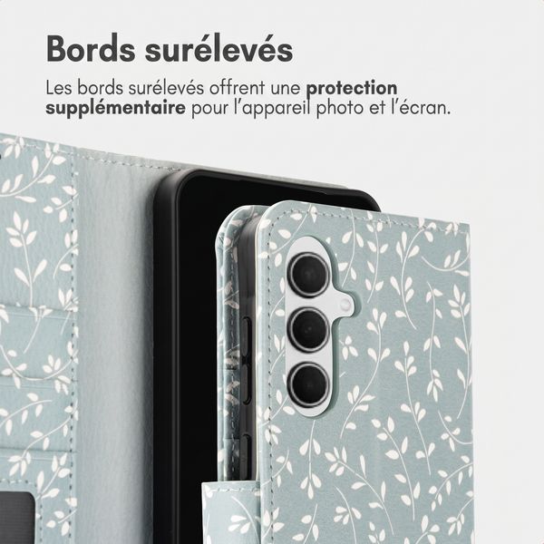 imoshion Étui de télephone portefeuille Design Samsung Galaxy A36 - Smoke Green Flowers