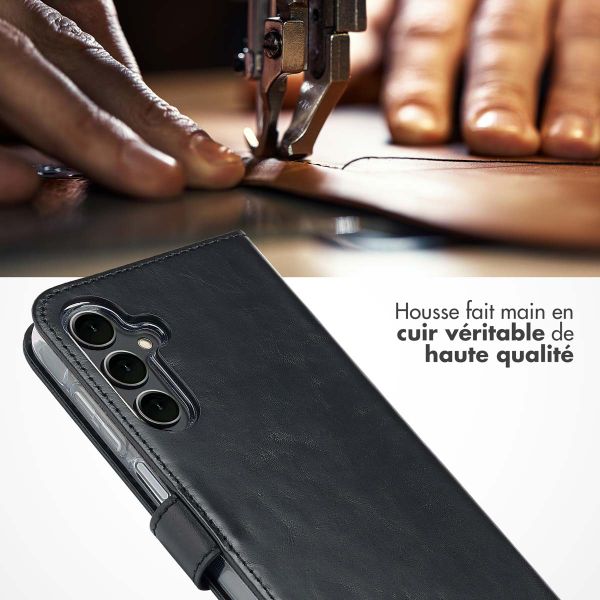 Selencia Étui portefeuille en cuir véritable Samsung Galaxy A16 - Noir