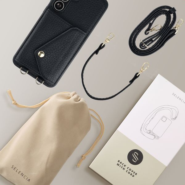 Selencia Coque de télephone Sera avec cordon et porte-cartes enveloppe Samsung Galaxy S25 FE - Noir