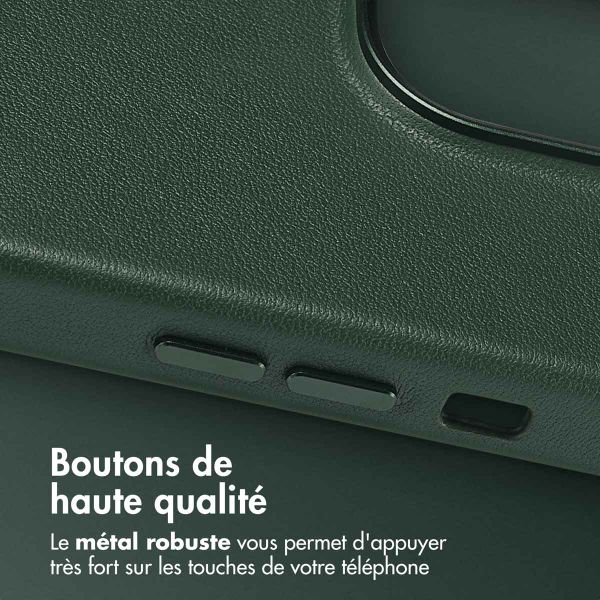 Accezz Coque arrière en cuir avec MagSafe Apple iPhone 14 Pro - Cedar Green