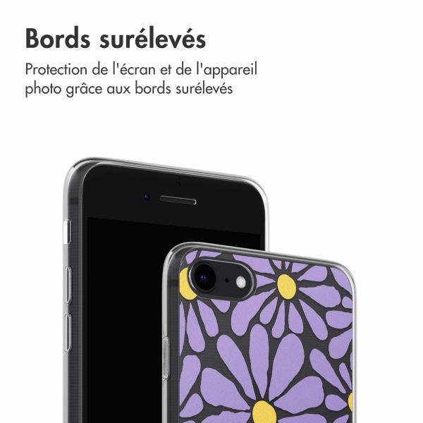 imoshion Coque design pour iPhone SE (2022 / 2020) / 8 / 7 - Tropical Violet Flowers Connect