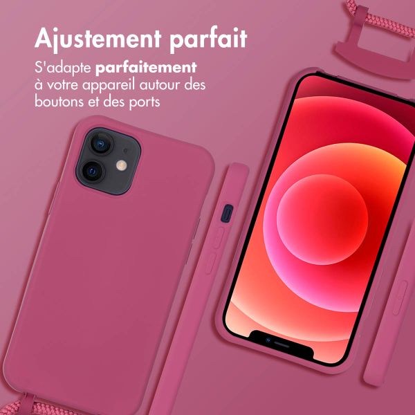 imoshion Coque arrière Color avec cordon amovible et MagSafe Apple iPhone 12 (Pro) - Raspberry